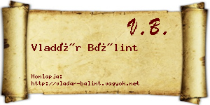 Vladár Bálint névjegykártya